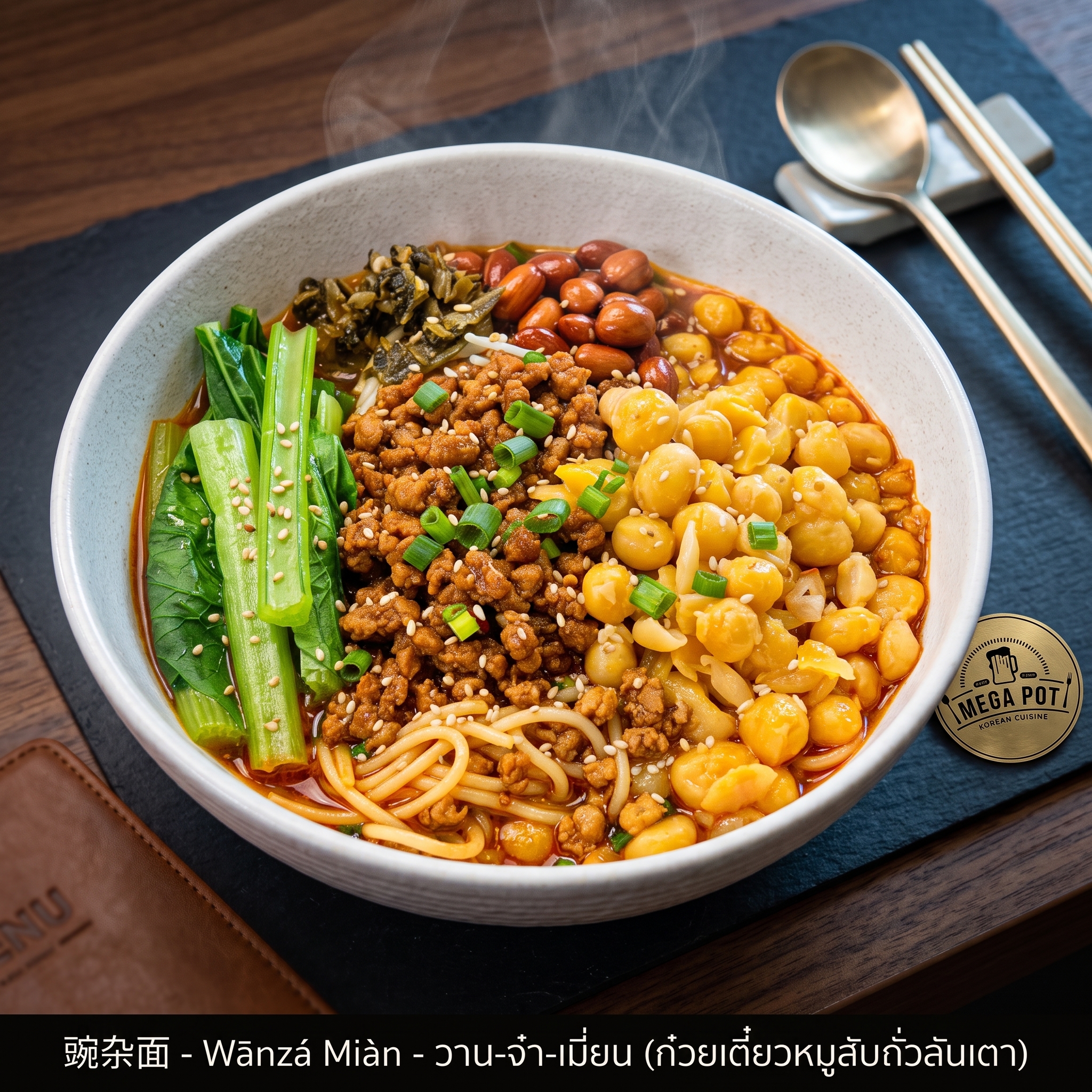 豌杂面 - Wānzá Miàn - วาน-จ๋า-เมี่ยน (ก๋วยเตี๋ยวหมูสับถั่วลันเตา)